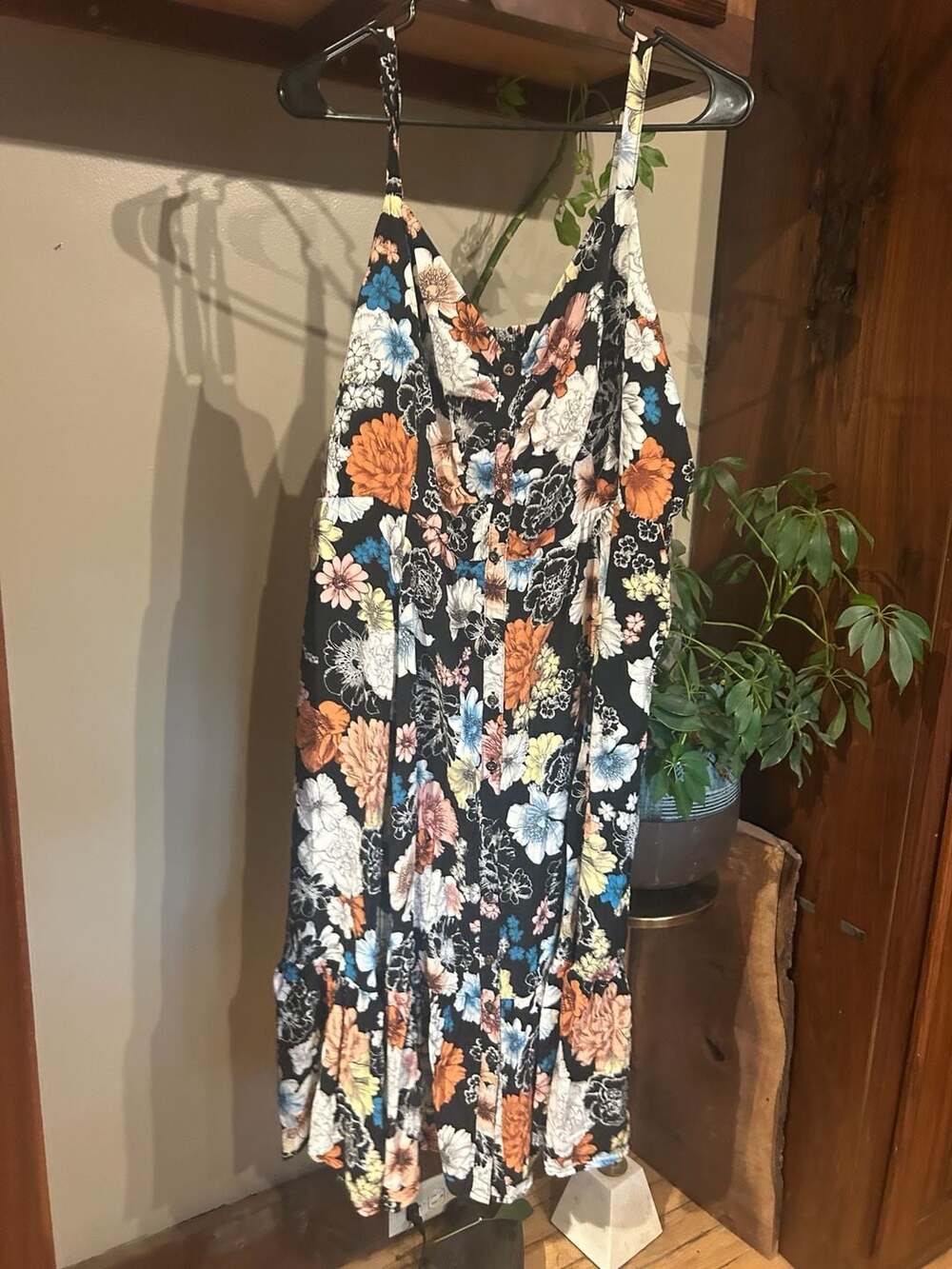 EMERY ROSE Black Boho Floral Print Cami Dress Sundress